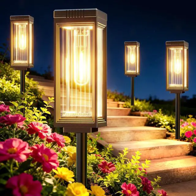 Main image of Solar Pathway Lights Outdoor, 8 Pack Upgraded Solar Lights Outdoor Waterproof, Bright Up to 15 Hrs Auto On/Off Garden Light for Yard Patio Lawn Path Walkway Driveway Outside Decor