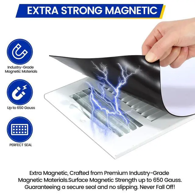 Alt view image 2 of 7 - Magnetic Vent Covers, Extra Strong Magnets, 8" x 12" (4 Pack) Ultra Thick 60mil, Complete Seal, Air Vent Covers for Home Floor, Ceiling, Wall Registers, HVAC, AC, RV, and Heater Vents