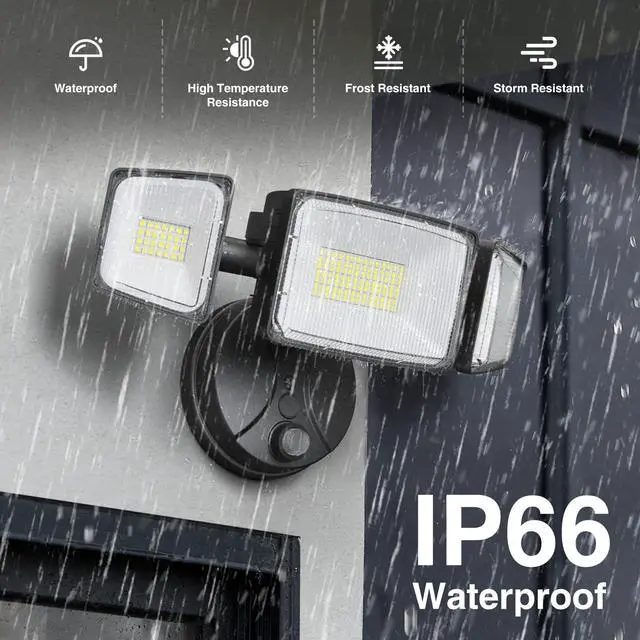 Alt view image 5 of 7 - 100w Dusk to Dawn Outdoor Lighting,11000LM Led Outdoor Light from Dusk Till Dawn,Super Bright Flood Light,IP66 Waterproof Exterior Security Black Light Fixture,3 Heads Photocell for Garage,Yard