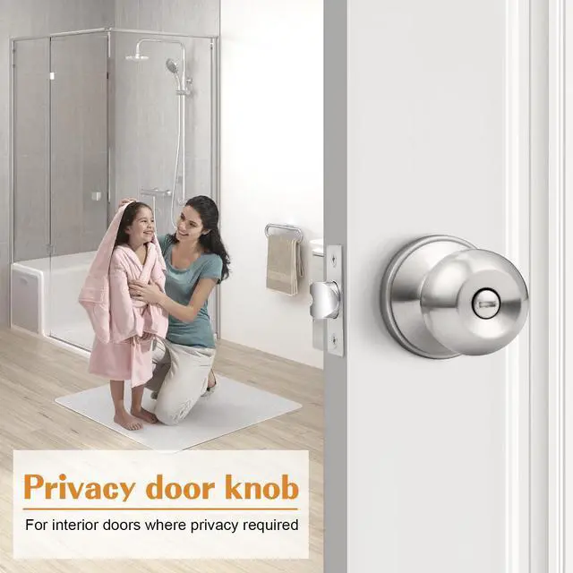 Alt view image 2 of 7 - Privacy Interior Door Knobs Bed and Bath Handle Levers Keyless Brushed Nickel Lockset 6 Pack