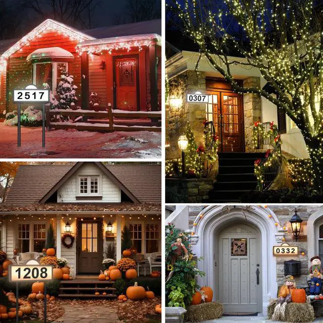 Alt view image 3 of 7 - Solar House Numbers for Outside, 45 LEDs with Cool White or Warm White | Lighted Address Sign for House Yard, IP65 Waterproof Solar Powered Address Sign with 39inch Tall In Ground or Wall Mounted