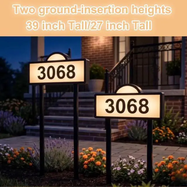 Alt view image 5 of 7 - Solar House Numbers for Outside, 45 LEDs with Cool White or Warm White | Lighted Address Sign for House Yard, IP65 Waterproof Solar Powered Address Sign with 39inch Tall In Ground or Wall Mounted
