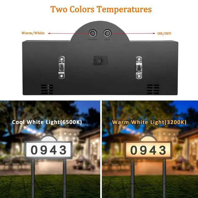Alt view image 6 of 7 - Solar House Numbers for Outside, 45 LEDs with Cool White or Warm White | Lighted Address Sign for House Yard, IP65 Waterproof Solar Powered Address Sign with 39inch Tall In Ground or Wall Mounted