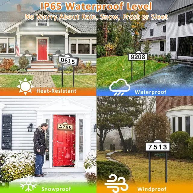 Alt view image 7 of 7 - Solar House Numbers for Outside, 45 LEDs with Cool White or Warm White | Lighted Address Sign for House Yard, IP65 Waterproof Solar Powered Address Sign with 39inch Tall In Ground or Wall Mounted