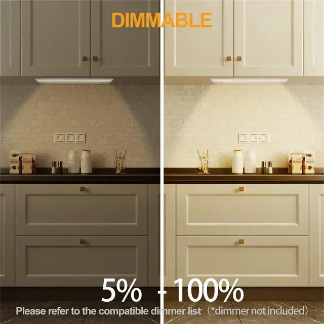 Alt view image 4 of 7 - 2Packs of Under Cabinet Lighting Hardwired, 12in 10W 666LM Dimmable Led Light for Kitchen/Closet, CRI 92+, R9 90+, 5 Color Temperature, 2700K-5000K(Warm White, Cool White, Daylight)