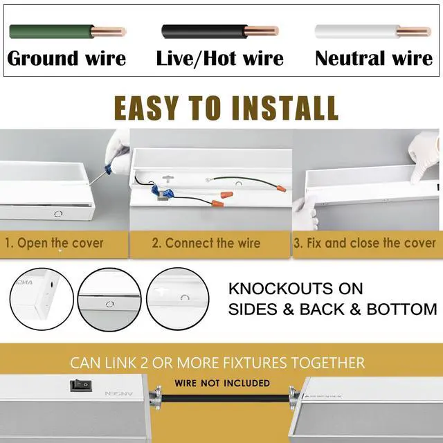 Alt view image 6 of 7 - 2Packs of Under Cabinet Lighting Hardwired, 12in 10W 666LM Dimmable Led Light for Kitchen/Closet, CRI 92+, R9 90+, 5 Color Temperature, 2700K-5000K(Warm White, Cool White, Daylight)