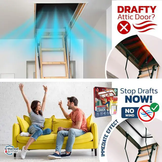 Alt view image 6 of 6 - Energy Saving Attic Stairs Insulation Cover 54x25x11 Extra Thick | Easy-access zipper opening. R-15.6 rated insulation seals pull-down stair, hatch & ladder gaps against drafts