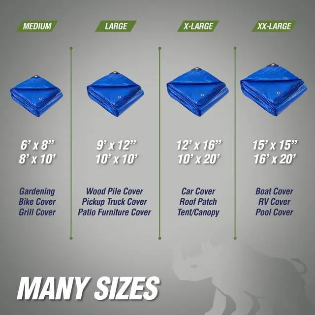 Alt view image 7 of 7 - Heavy Duty Waterproof Tarp, UV and Tear Resistant Cover with Reinforced Grommets and Corners, Outdoor Multipurpose Tarps for Camping, Patio, Garden, Car & Roof, 5 Mil, 6x8, 1 Pack, Blue
