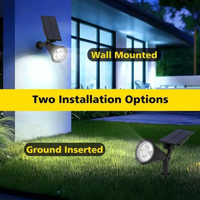 Alt view image 6 of 7 - Solar Spot Lights Outdoor Waterproof,Solar Landscape Spotlights,1Pack | Cool White, 4 LEDs, 2 Lighting Modes, IP65 Waterproof Dusk to Dawn Solar Lights for Tree, Patio, Yard, Garden, Driveway
