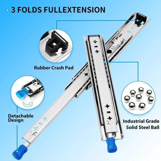 Alt view image 7 of 7 - Locking Heavy Duty Drawer Slides Full Extension 1240 Inch 250 LB | Side Mount Ball Bearing Lock Design Industrial Locking Cabinet Drawer Glides Rails Runners Available Sizes 1240 Inch 1 Pair
