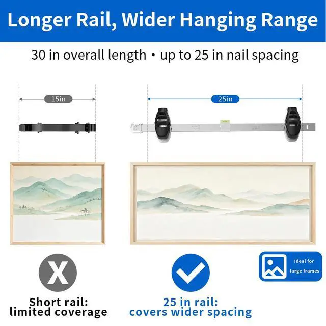 Alt view image 6 of 7 - 3-in-1 Picture Hanging Tool, All-in-One Art Hanging Kit with Leveling, Position Marking & Effortless Push Nail Design, Double Nails for 25 Inch Frames, Wall Hanging Solution for Home Decor
