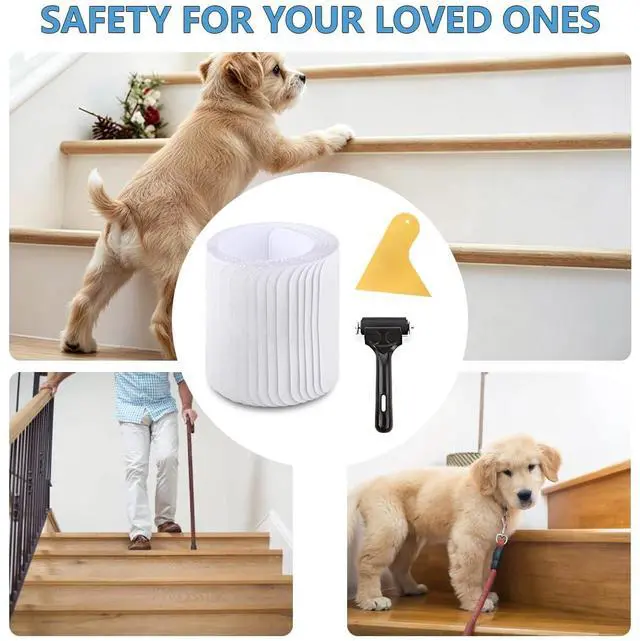 Alt view image 5 of 7 - Stair Treads Non Slip 6" x 30", 15-Pack Pre-Cut Clear Anti Slip Strips for Wooden Steps Indoor, Transparent and Waterproof Grip Tape, Safety for Elderly and Dogs