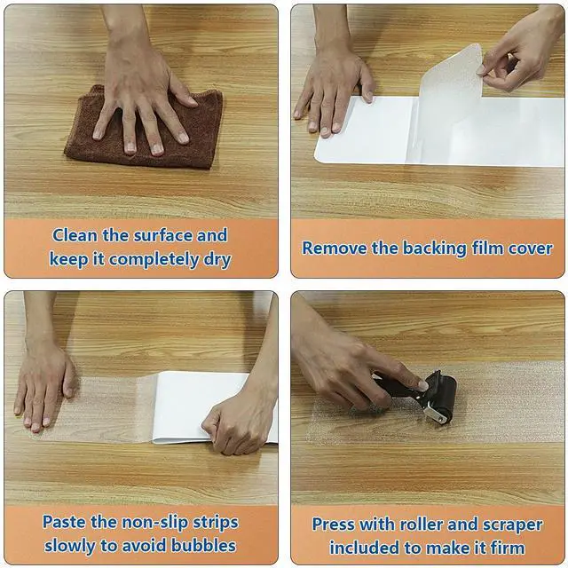 Alt view image 6 of 7 - Stair Treads Non Slip 6" x 30", 15-Pack Pre-Cut Clear Anti Slip Strips for Wooden Steps Indoor, Transparent and Waterproof Grip Tape, Safety for Elderly and Dogs
