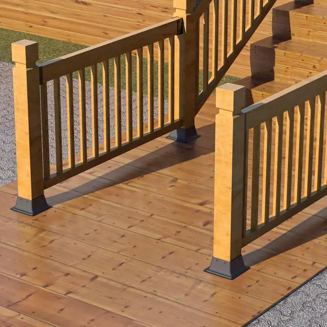 Alt view image 3 of 6 - 4x4 Post Base 10Pcs, Internal 3.58"x3.58" Heavy Duty Powder-Coated Steel Post Bracket Fit for Standard Wood Post Anchor, Decking Post Base for Deck Porch Handrail Railing Support