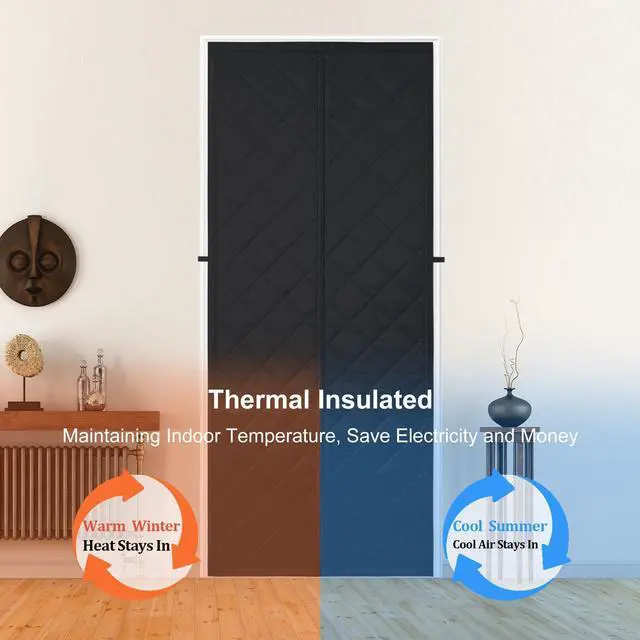 Alt view image 2 of 7 - Upgraded Magnetic Thermal Insulated Door Curtain | Thicken Polyester Fiberfill & Thicker Oxford Fabric,Temporary Folding Doors Insulation Cover,Window Insulation Kit for Winter