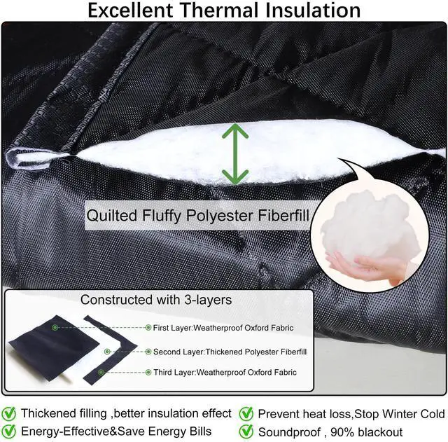 Alt view image 4 of 7 - Upgraded Magnetic Thermal Insulated Door Curtain | Thicken Polyester Fiberfill & Thicker Oxford Fabric,Temporary Folding Doors Insulation Cover,Window Insulation Kit for Winter