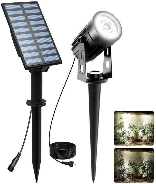 Main image of Christmas Solar Landscape Spotlights White 6000K Metal, Garden Spot Lights Outdoor IP65 Waterproof 9.8ft Cable Separated Panel, Auto On/Off for Tree Flag Driveway Pathway Halloween Pool Area