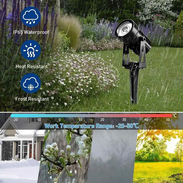 Alt view image 3 of 7 - Christmas Solar Landscape Spotlights White 6000K Metal, Garden Spot Lights Outdoor IP65 Waterproof 9.8ft Cable Separated Panel, Auto On/Off for Tree Flag Driveway Pathway Halloween Pool Area