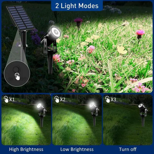 Alt view image 4 of 7 - Christmas Solar Landscape Spotlights White 6000K Metal, Garden Spot Lights Outdoor IP65 Waterproof 9.8ft Cable Separated Panel, Auto On/Off for Tree Flag Driveway Pathway Halloween Pool Area