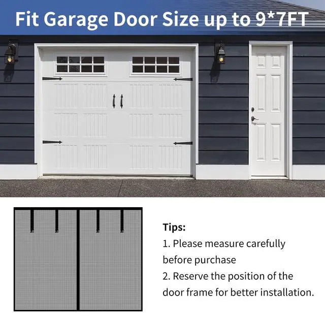Alt view image 2 of 6 - Magnetic Garage Screen Door for 1 Car Garage Doors 9x7FT- Reinforced Self Sealing Fiberglass Mesh Door with 4 Strapping Tapes, High Energy MagnetsHands Free Door Screen with Closure Weighted Bottom