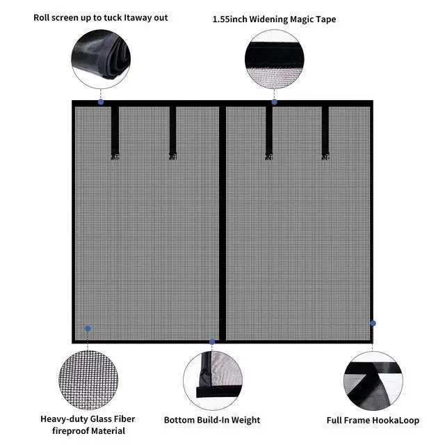 Alt view image 3 of 6 - Magnetic Garage Screen Door for 1 Car Garage Doors 9x7FT- Reinforced Self Sealing Fiberglass Mesh Door with 4 Strapping Tapes, High Energy MagnetsHands Free Door Screen with Closure Weighted Bottom