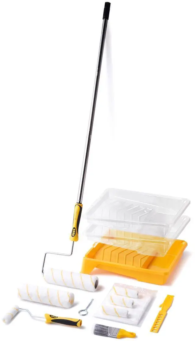 Main image of Paint Roller Kit with Extension Pole - 9 Inch Paint Roller with Tray | Mini Paint Roller 4 inch, Small Paint Brush, 16 Piece Complete Painting Tool Set Suitable for House & Wall Painting