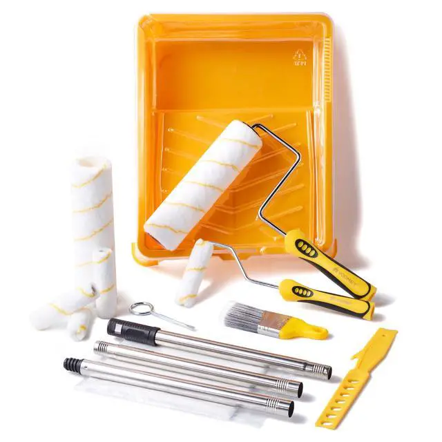 Alt view image 2 of 7 - Paint Roller Kit with Extension Pole - 9 Inch Paint Roller with Tray | Mini Paint Roller 4 inch, Small Paint Brush, 16 Piece Complete Painting Tool Set Suitable for House & Wall Painting