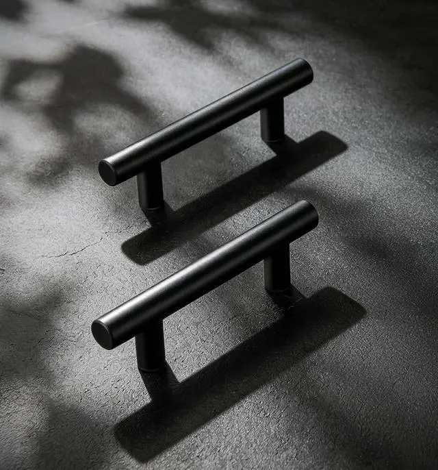 Alt view image 4 of 7 - Cabinet Handles 30 Pack, 5" Length, 3" Hole Center, Matte Black | Stainless Steel, Round Bar Design, Modern Transitional Design, 2 Screw Sizes Included, Kitchen & Bathroom Cabinet Pulls