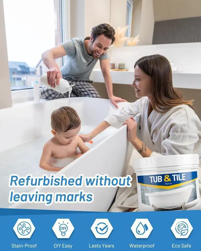 Alt view image 5 of 7 - Tub and Tile Paint Refinishing Kit, 17.6oz Bathtub Refinishing Kit White with Tools and Hardener, Semi-Gloss White Tub Paint for Bathtub, Sink, Low Odor and Easy to Use, 25-30sq.ft