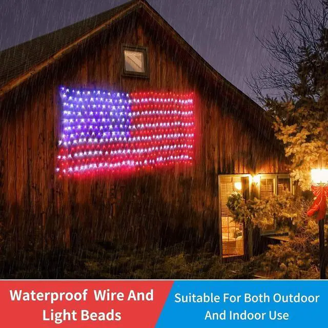 Alt view image 5 of 7 - American Flag Lights, 420 LED Lighted Flag Light,Waterproof Outdoor | 6.54FT x 3.28FT, Super Bright USA Flag, 4th of July Light, Memorial Day, Independence Day Decor Holiday Christmas Decoration