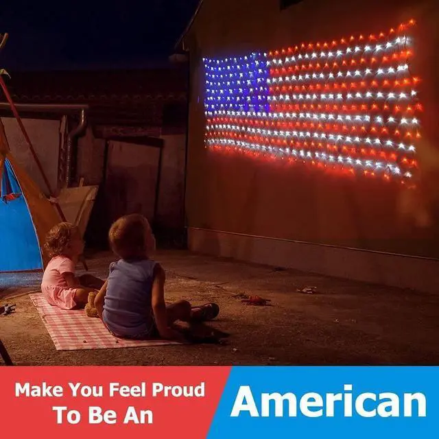 Alt view image 7 of 7 - American Flag Lights, 420 LED Lighted Flag Light,Waterproof Outdoor | 6.54FT x 3.28FT, Super Bright USA Flag, 4th of July Light, Memorial Day, Independence Day Decor Holiday Christmas Decoration