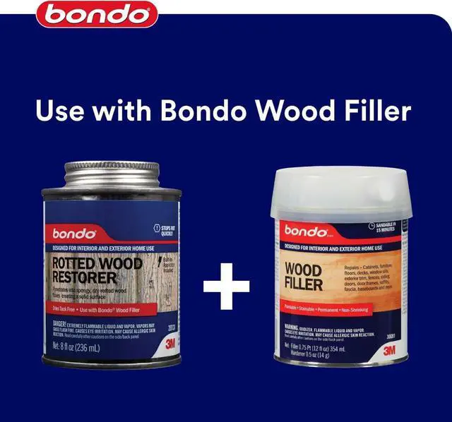 Alt view image 3 of 7 - Bondo Rotted Wood Restorer, 8 fl oz., Penetrates into Spongy, Dry-rotted Wood Fibers Creating a Solid Surface, Dries clear and tack free, Water Resistant, Stainable and paintable (20131)