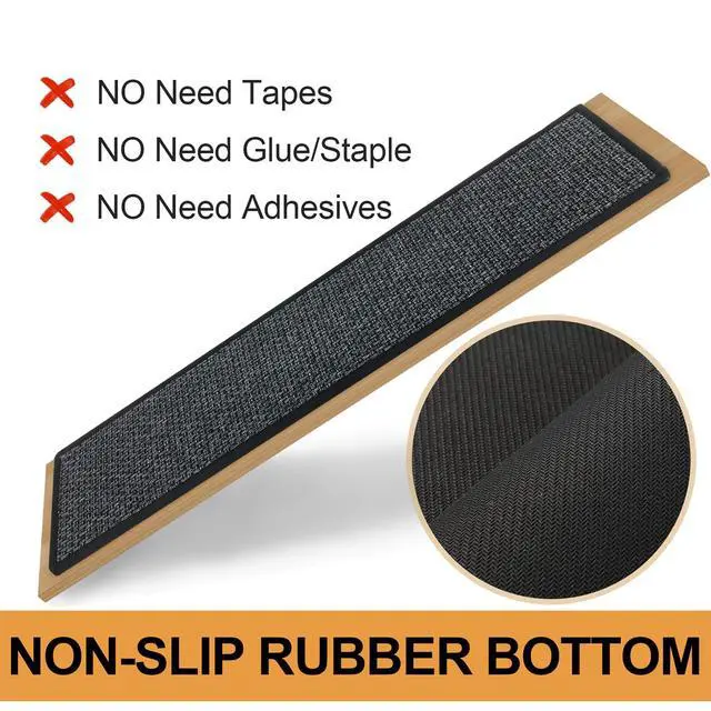 Alt view image 4 of 7 - Stair Treads Carpet 4 pcs for Wooden Steps with Non Slip Rubber Backing, 100% Polyester Soft Stairs Resistant Indoor Skid Runner Safety Rugs for Kids Elders and Pets 30" * 8" (Dark Gray)