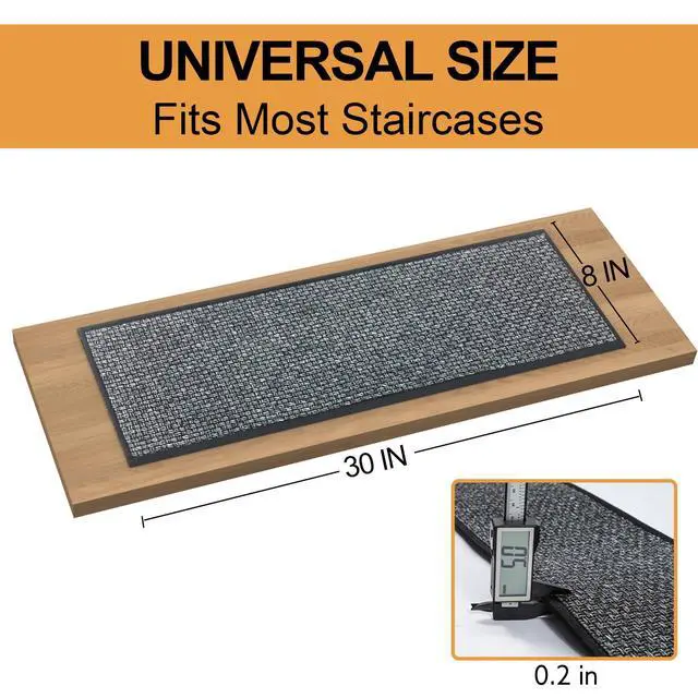Alt view image 2 of 7 - Stair Treads Carpet 4 pcs for Wooden Steps with Non Slip Rubber Backing, 100% Polyester Soft Stairs Resistant Indoor Skid Runner Safety Rugs for Kids Elders and Pets 30" * 8" (Dark Gray)