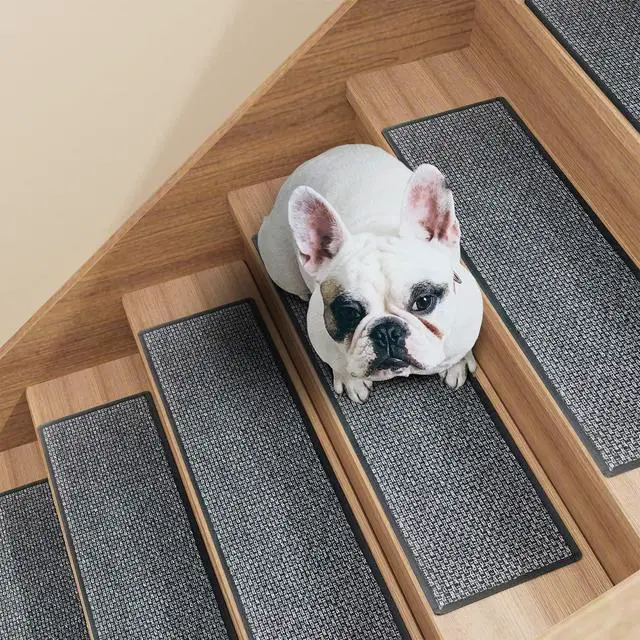 Alt view image 6 of 7 - Stair Treads Carpet 4 pcs for Wooden Steps with Non Slip Rubber Backing, 100% Polyester Soft Stairs Resistant Indoor Skid Runner Safety Rugs for Kids Elders and Pets 30" * 8" (Dark Gray)