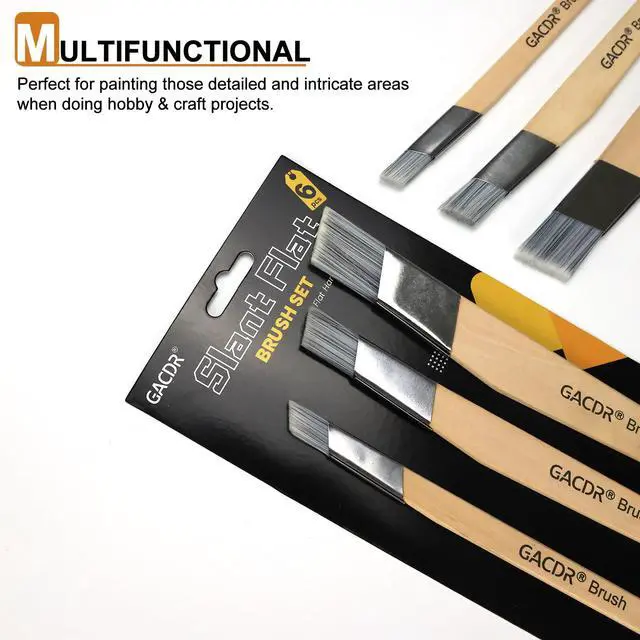 Alt view image 4 of 6 - Slant Lining Fitch Trim Paint Brushes, Pack of 6, 0.5", 0.75", 1" | Angled Cutting In Paint Brush, Fast Accurate Detail & Control, Hobby & Craft, 2 Each of 3 Sizes