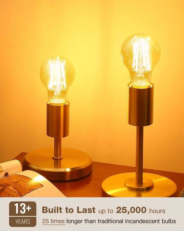 Alt view image 2 of 7 - A19 E26 Amber Light Bulbs 2200K Soft Warm, Vintage LED Edison Bulbs 60 Watt Equivalent, Dimmable Antique Old-Fashioned Style 60W Replacement, 550 Lumen Medium Base Lightbulbs, 120V 6 Pack
