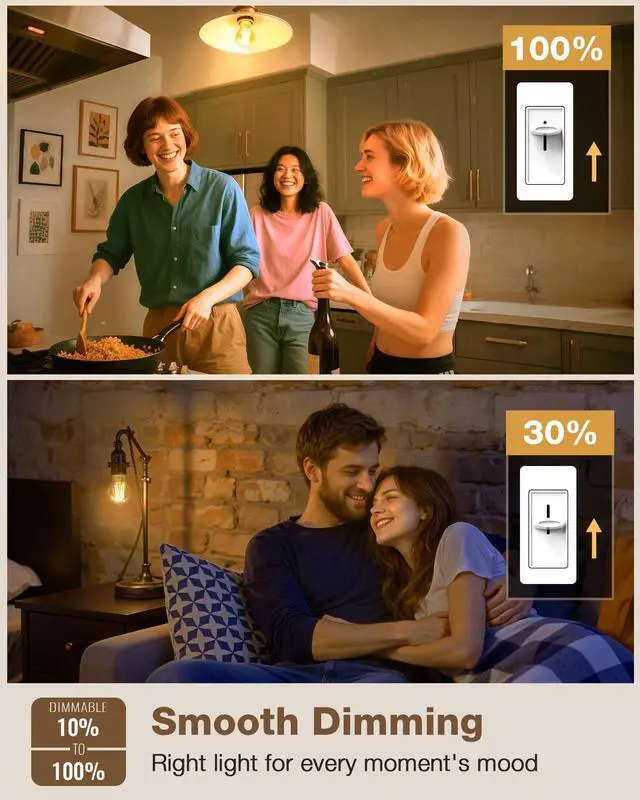 Alt view image 4 of 7 - A19 E26 Amber Light Bulbs 2200K Soft Warm, Vintage LED Edison Bulbs 60 Watt Equivalent, Dimmable Antique Old-Fashioned Style 60W Replacement, 550 Lumen Medium Base Lightbulbs, 120V 6 Pack