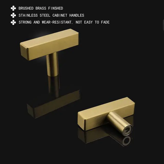 Alt view image 3 of 7 - 10 Pack Gold Cabinet Knobs Brushed Brass Kitchen Pulls | Screws Included, Easy Installation, Modern Style, Stainless Steel, Smooth Edges, Ideal for Cupboards, Drawers, and Furniture