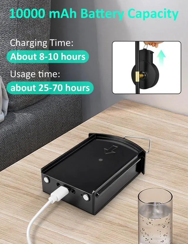 Alt view image 2 of 7 - Wall Sconces Battery Operated Set of 2, 10000mAh Rechargeable Wall Lights | Wireless, Remote Control, 3000K-6000K, 360° Rotation, Modern Home Decor for Living Room, Bedroom, Picture Lighting, Black