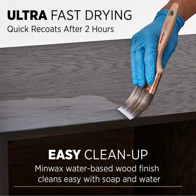 Alt view image 5 of 6 - 233334444 Polycrylic Protective Wood Finish, Clear Satin, ½ Pint
