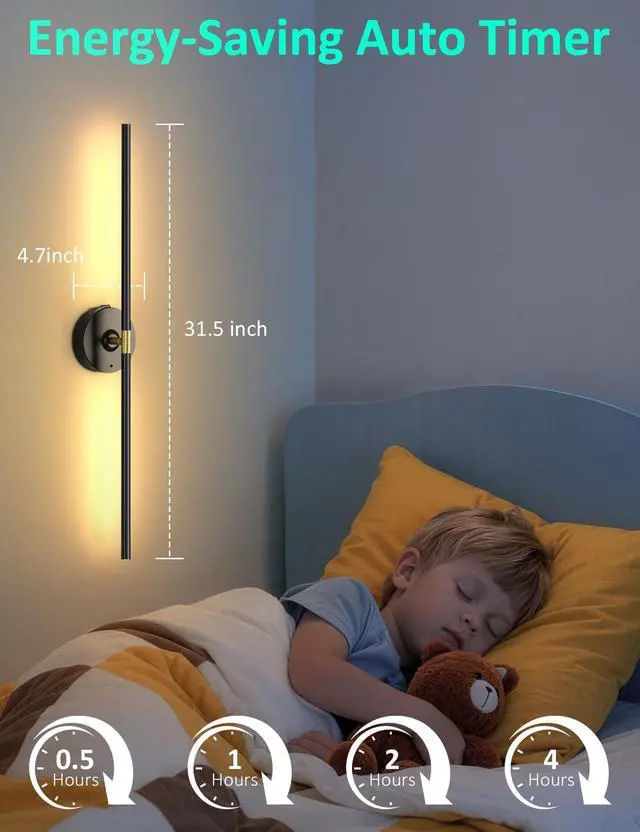Alt view image 7 of 7 - Wall Sconces Battery Operated Set of 2, 10000mAh Rechargeable Wall Lights | Wireless, Remote Control, 3000K-6000K, 360° Rotation, Modern Home Decor for Living Room, Bedroom, Picture Lighting, Black