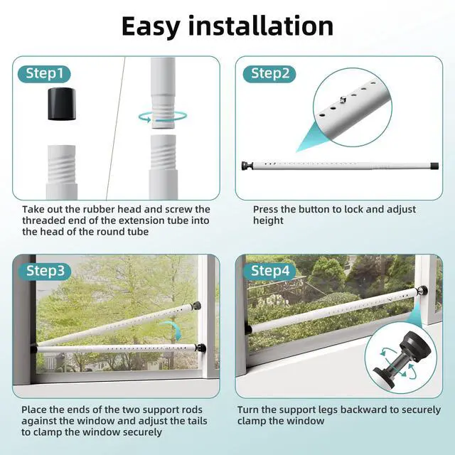 Alt view image 4 of 7 - 4-Pack Sliding Door and Window Security Bars, 17-50 Inch, White
