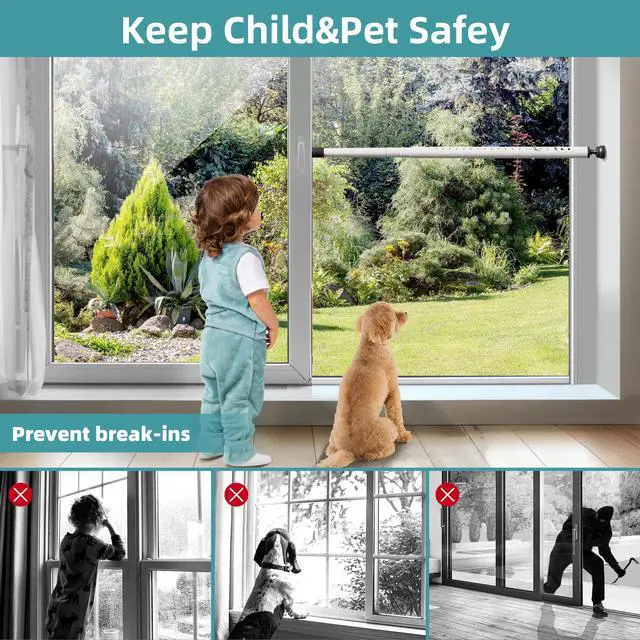 Alt view image 5 of 7 - 4-Pack Sliding Door and Window Security Bars, 17-50 Inch, White