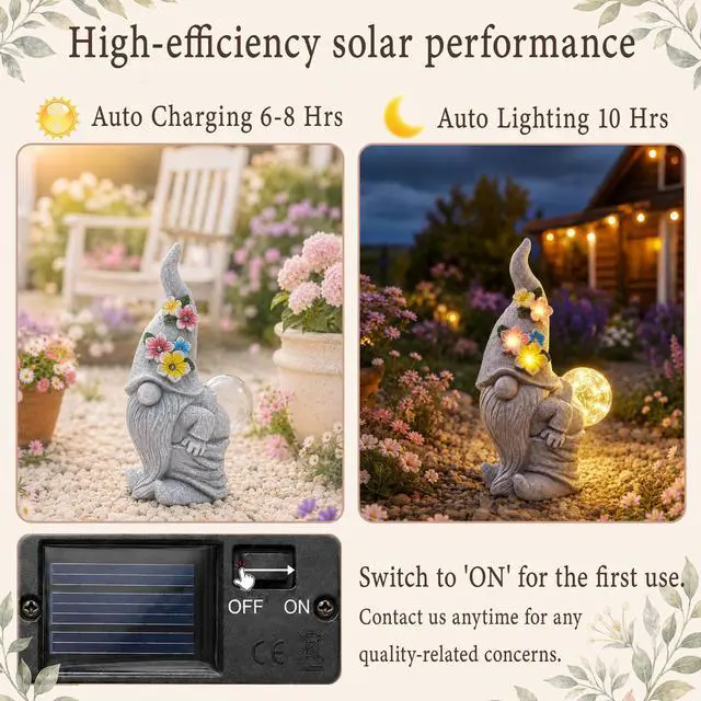 Alt view image 6 of 7 - Solar Funny Garden Gnome Statue: Outdoor Lights Decorations | Waterproof Resin Sculpture,Yard Lawn Porch Balcony Patio Home Decor,Birthday Gifts for Mom Women Grandma