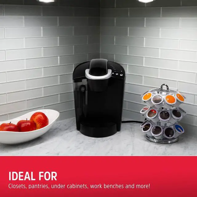 Alt view image 6 of 6 - Battery Powered Puck Lights with Remote Wall Switch, 2 Pack | Under Cabinet Lights for Kitchen, Closet, and Pantry, AA Battery Operated, Wireless Installation