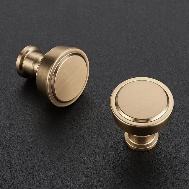 Alt view image 2 of 7 - Champagne Bronze Kitchen Cabinet Knobs Dresser Knobs 30 Pack | Single Hole, Round Shape, 1-1/6 inches (29mm) Diameter,solid Design, Cabinet Hardware for Kitchen Dresser Drawers