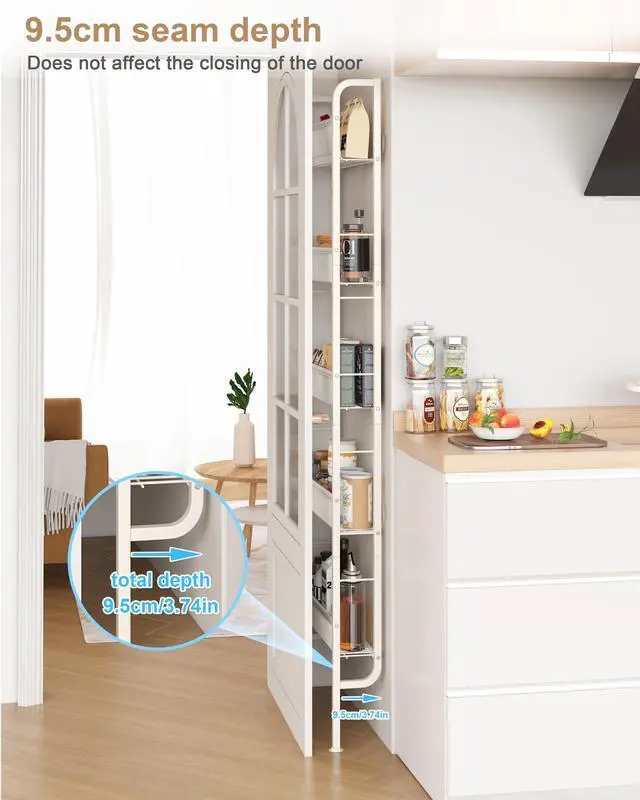 Alt view image 3 of 7 - Narrow 5-Tier Behind-the-Door Bathroom Storage Rack | Space-saving Storage for Tight Spaces; Suitable for Kitchen and Bathroom