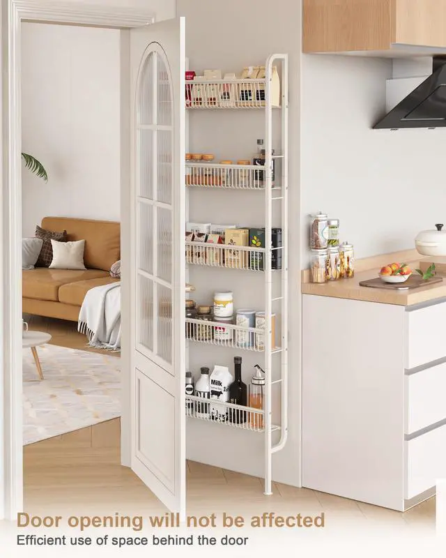 Alt view image 4 of 7 - Narrow 5-Tier Behind-the-Door Bathroom Storage Rack | Space-saving Storage for Tight Spaces; Suitable for Kitchen and Bathroom
