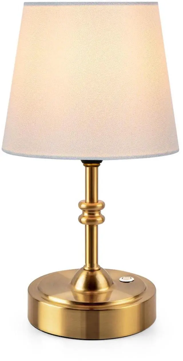 Main image of Small Cordless Lamp Dimmable-Battery Operated Table lamp, 4000mAh Rechargeable, Touch Bedside Lamp with White Fabric Shade, 2700K Bulb Included, for Dining, Patio, Bathroom(Gold)
